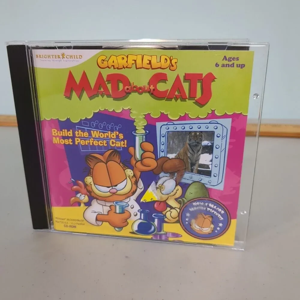 VINTAGE Garfield Mad About Cats Computer Game PC CD ROM WINDOWS 98